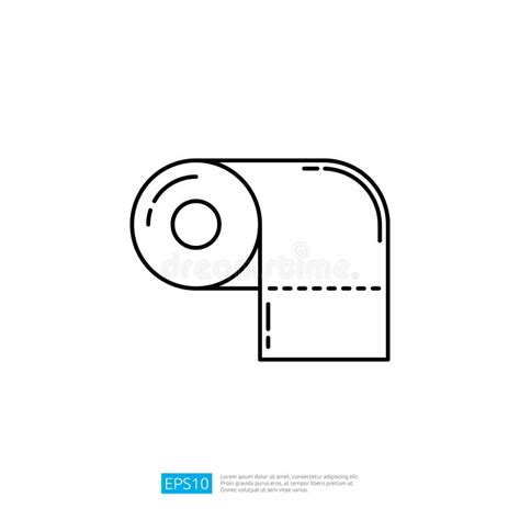 Toilet Tissue Paper Roll With Ridges Line Art Vector Icon For Apps And