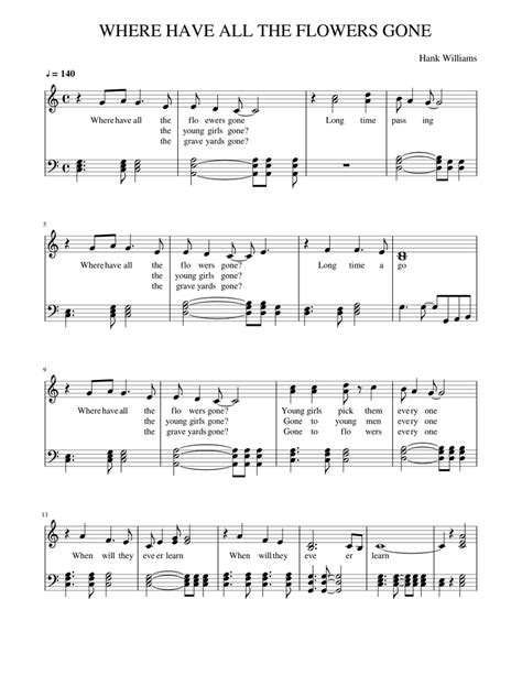 Play the piano in less than a minute using the unique virtual piano music sheet notation that anyone can play right away! where have all the flowers gone Sheet music for Piano (Solo) | Musescore.com