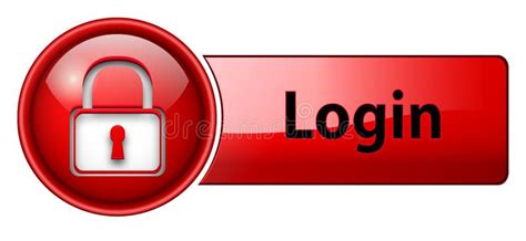Login Icon Button Login Padlock Icon Button Red Glossy Vector