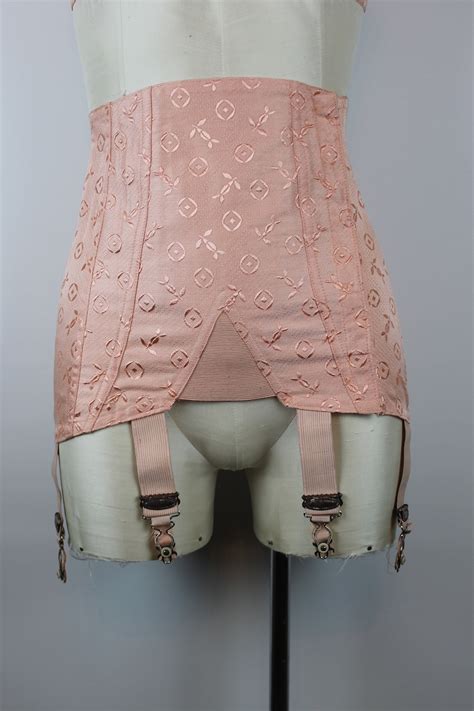 1950s vintage pink satin girdle vintage corset vintage etsy