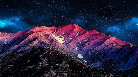 Hd Wallpaper Stars Mountain Starry Night Night Sky Starry Sky