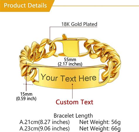 Buy U7 Menwomen Text Engraving Id Bracelet Stainless Steel Gold Plated