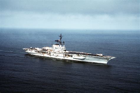 A Starboard View Of The Aircraft Carrier Uss Coral Sea Cv 43 Underway