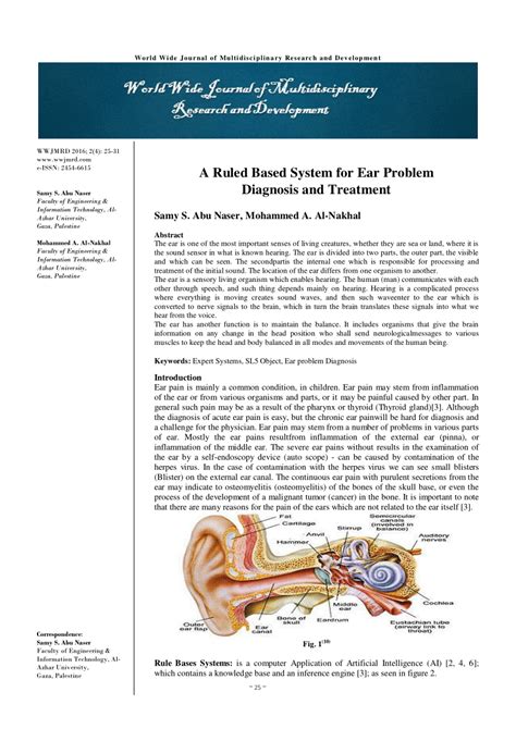 Pdf A Ruled Based System For Ear Problem Diagnosis And Treatment
