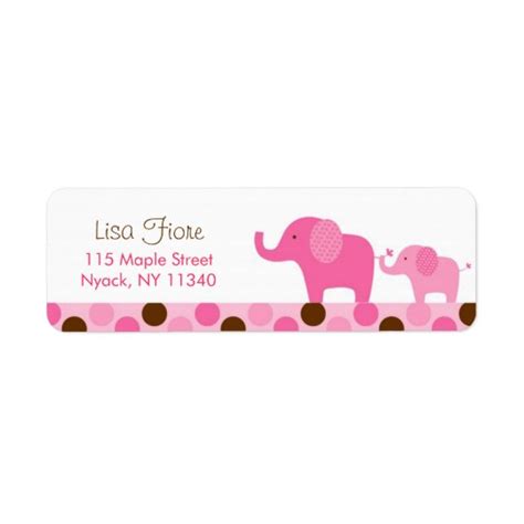 Mod Pink Elephant Baby Shower Address Labels Zazzle Com
