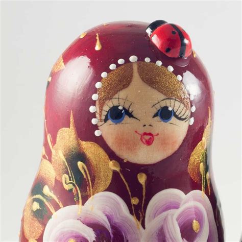 Matryoshka Nesting Doll Roses On Burgundy Fw472 Etsy