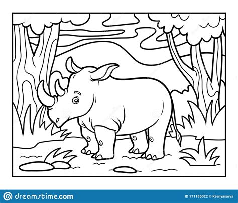 Coloring books can be good tools to explain surgery to your child. Coloring Book, Rhino In The African Savannah Stock Vector ...