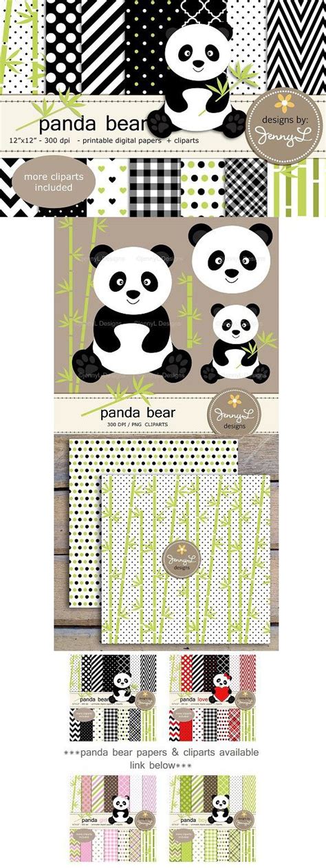Panda Bear Digital Papers And Clipart Digital Paper Clip Art Panda
