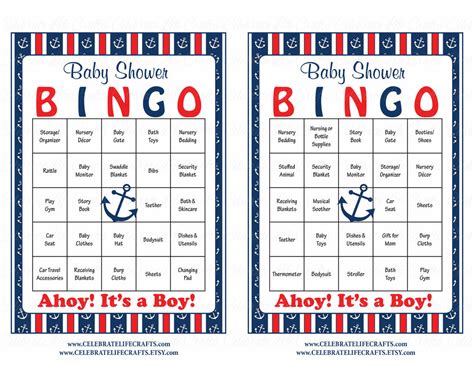 Nautical Baby Shower Game Download For Boy Baby Bingo Celebrate