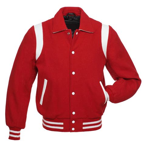 Red Wool Whitestripes Arms Letterman College Varsity Jacket