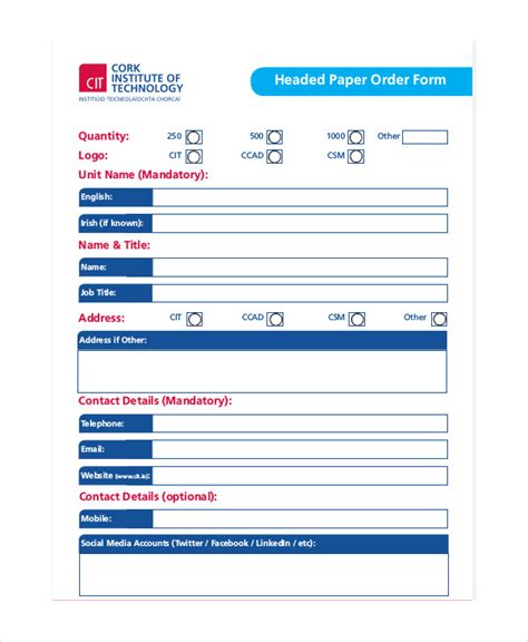 Headed paper template creative images. FREE 10+ Sample Paper Order Forms in MS Word | PDF