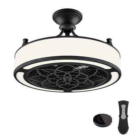 | industrial black downrod ceiling fan with wall control. Anderson 22 in. LED Indoor/Outdoor Black Ceiling Fan with Re