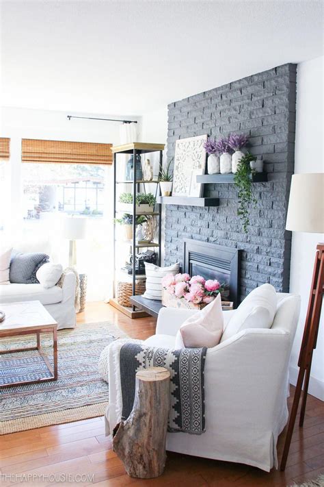 Eclectic Bohemian Farmhouse Style Spring Living Room Tour The Happy