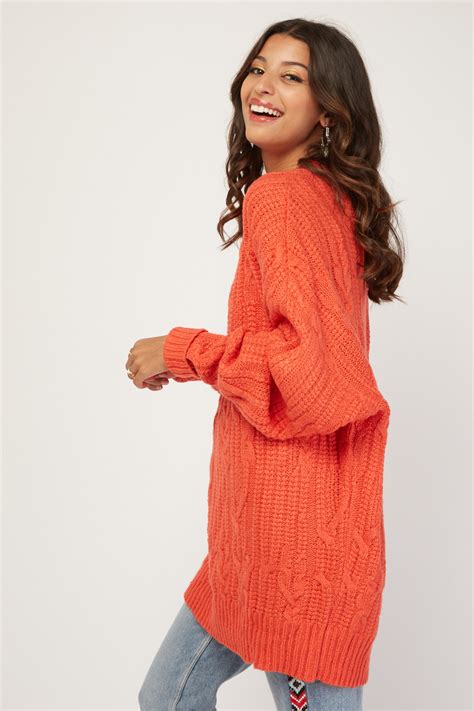 Chunky Cable Knit Long Line Jumper Just 7