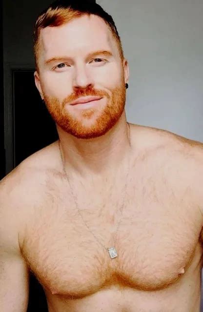 Shirtless Male Beefcake Beefy Hairy Chest Beard Ginger Red Hunk Photo