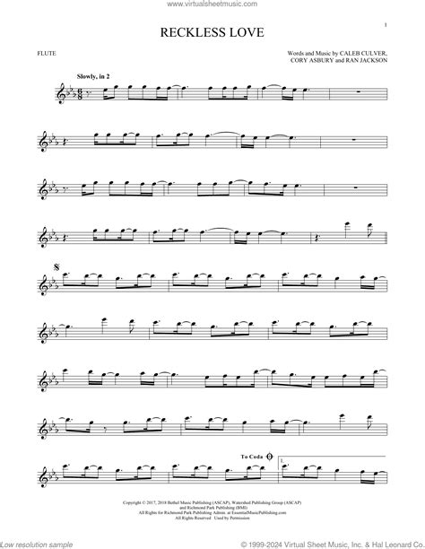 Reckless Love Sheet Music For Flute Solo Pdf Interactive