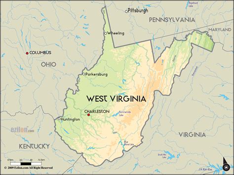 Geographical Map Of West Virginia And West Virginia Geographical Maps
