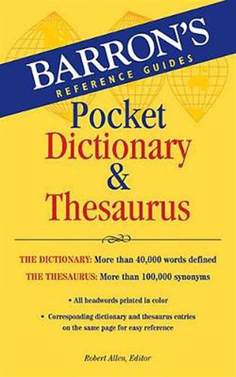 Barron's Pocket Dictionary & Thesaurus by Robert Allen (English ...