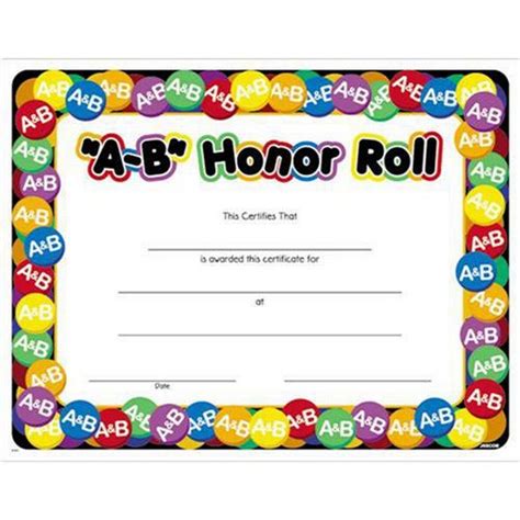 A B Honor Roll Certificate Promos On Time