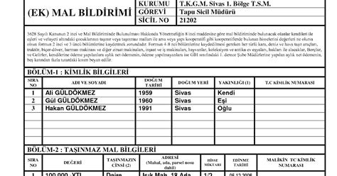 Mal Beyanında Bulunma Dilekçesi Örneği 2 Hazır Dilekceler