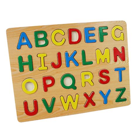 Wooden Alphabet Puzzle Abc Letters Peg Board Knob Mon