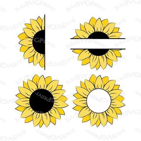 Sunflower Split Monogram Svg Free Svg Images Collections