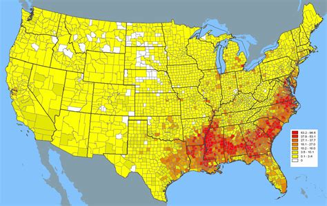 According to dictionary.com, tapering is the gradual diminution of width or thickness. African American Population Density Map (By US County) [1 ...