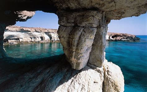 Cave Rock Sea Cliff Cyprus Beach Island Nature