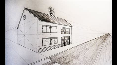 How To Draw A House In A Landscape Using Two Point Pe
