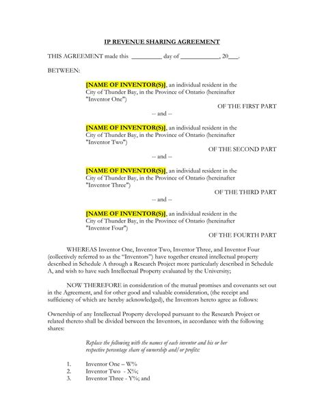 Free Printable Profit Sharing Agreement Templates Pdf And Word Sample