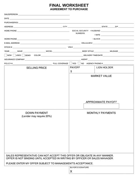 New & used car sales gross profit, commissionable gross, finance & insurance and personnel gross profit percentage payouts. 12 Best Images of Vehicle Sales Worksheet - Multi Point ...