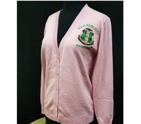 Alpha Kappa Alpha AKA Sorority Button Up Cardigan Salmon Pink Alpha