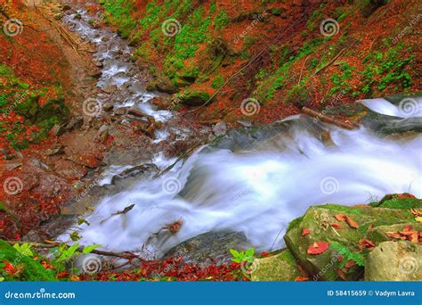 Rapid Mountain River In Autumn Stock Image Image Of Forest Rock