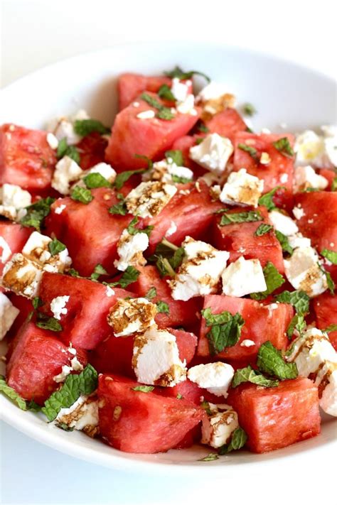 Watermelon Feta Salad With Mint And A Balsamic Glaze Watermelon And Feta Watermelon Feta