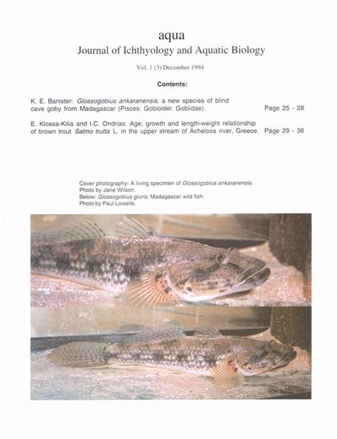 Aqua Journal Of Ichthyology And Aquatic Biology Vol 13 Dece