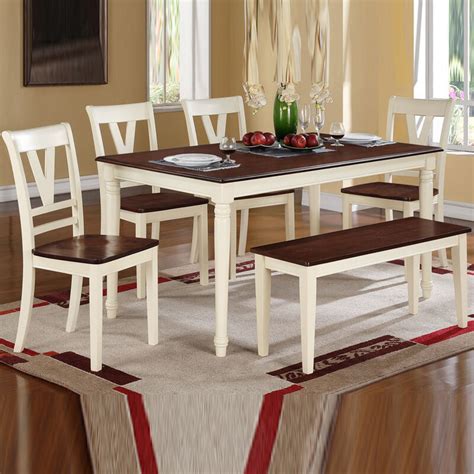 For example, make a long dining table feel fresh with dining benches on either side, or stick with the cohesive look of a matching set of chairs. 6 Piece Cottage Black Cream Cherry Two Tone Rectangular ...