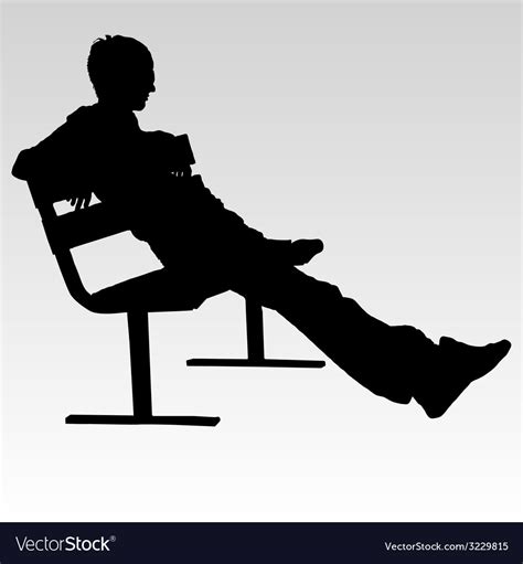 Man Sitting On A Bench And Resting Silhouette Vector Image