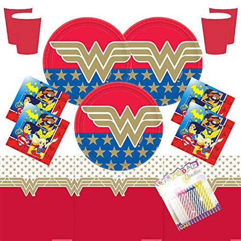 Wonder Woman Super Hero Girls Party Supplies Pack Serves 16 Plates Napkins Cups And Table Cover