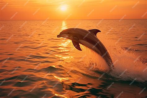 Premium Photo A Dolphin Jumping Out Of Water