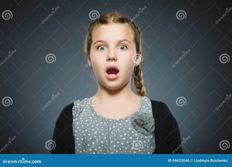 Closeup Scared And Shocked Little Girl Human Emotion Face Expression