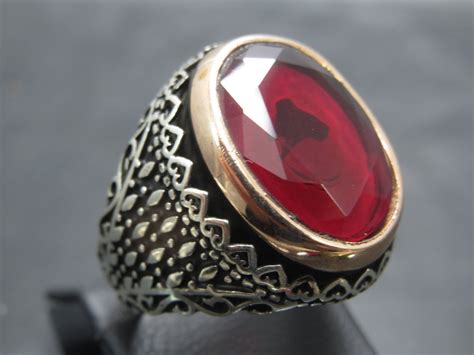 Turkish Handmade Ottoman Style 925 Sterling Silver Ruby Men S Ring