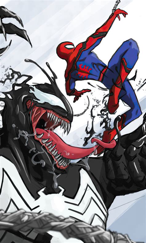 1280x2120 Venom Vs Spiderman Marvel Fan Art 4k Iphone 6 Hd 4k
