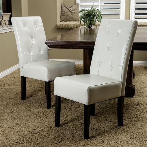 Noble House Wilson Ivory Bonded Leather Dining Chair Set Of 2