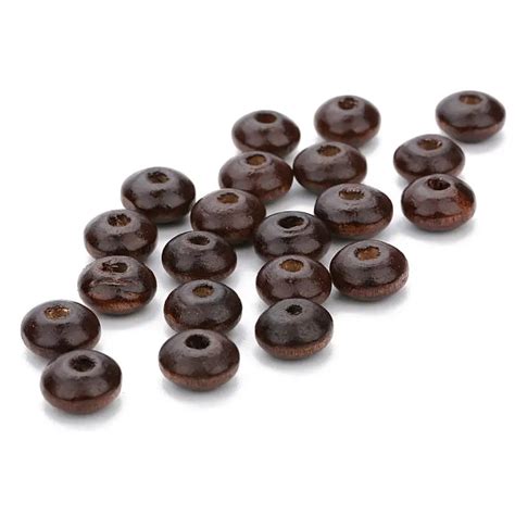 200pcslot 7x12mm Deep Brown Natural Wood Beads Abacus Beads With 3mm