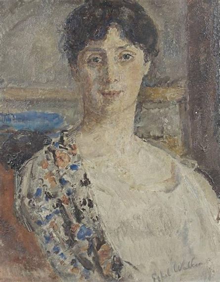 Ethel Walker Portrait Of A Lady With A Floral Shawl Mutualart