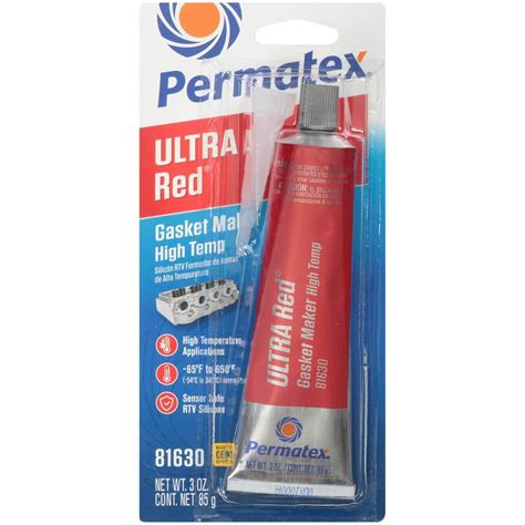 Permatex 3 Oz High Temp Red RTV Silicone Gasket Maker 75152 The Home