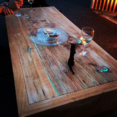Macrocarpa Timber Slab Coffee Table With Glow In The Dark Resin Timber Table Wood Table Dining