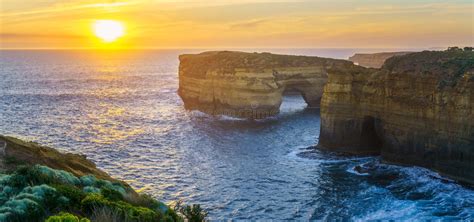 Island Arch At Sunset Great Ocean Road In Victoria Australia Stock