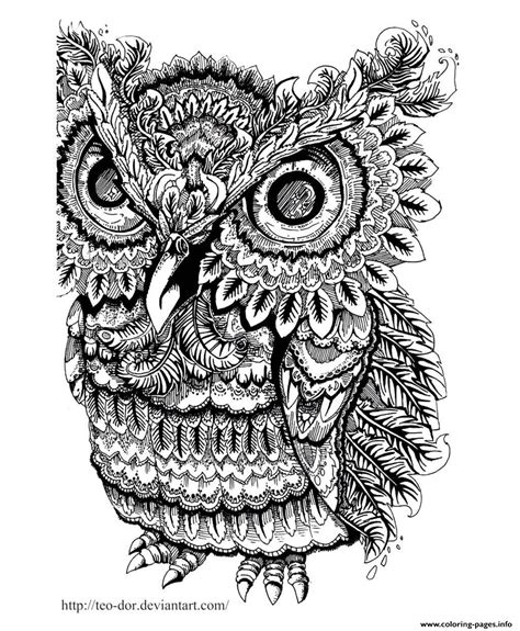 Adult Owl Big Eyes Coloring Pages Printable