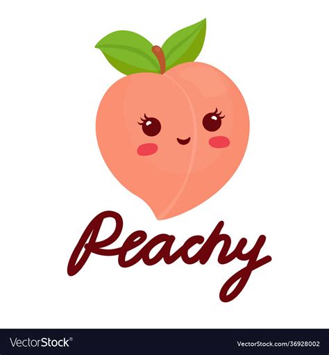 Cute Cartoon Peach With Kawaii Smile And Vector Image